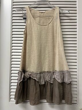easel ✨small✨Neutral Beige Linen-Blend Scoop Neck Tank